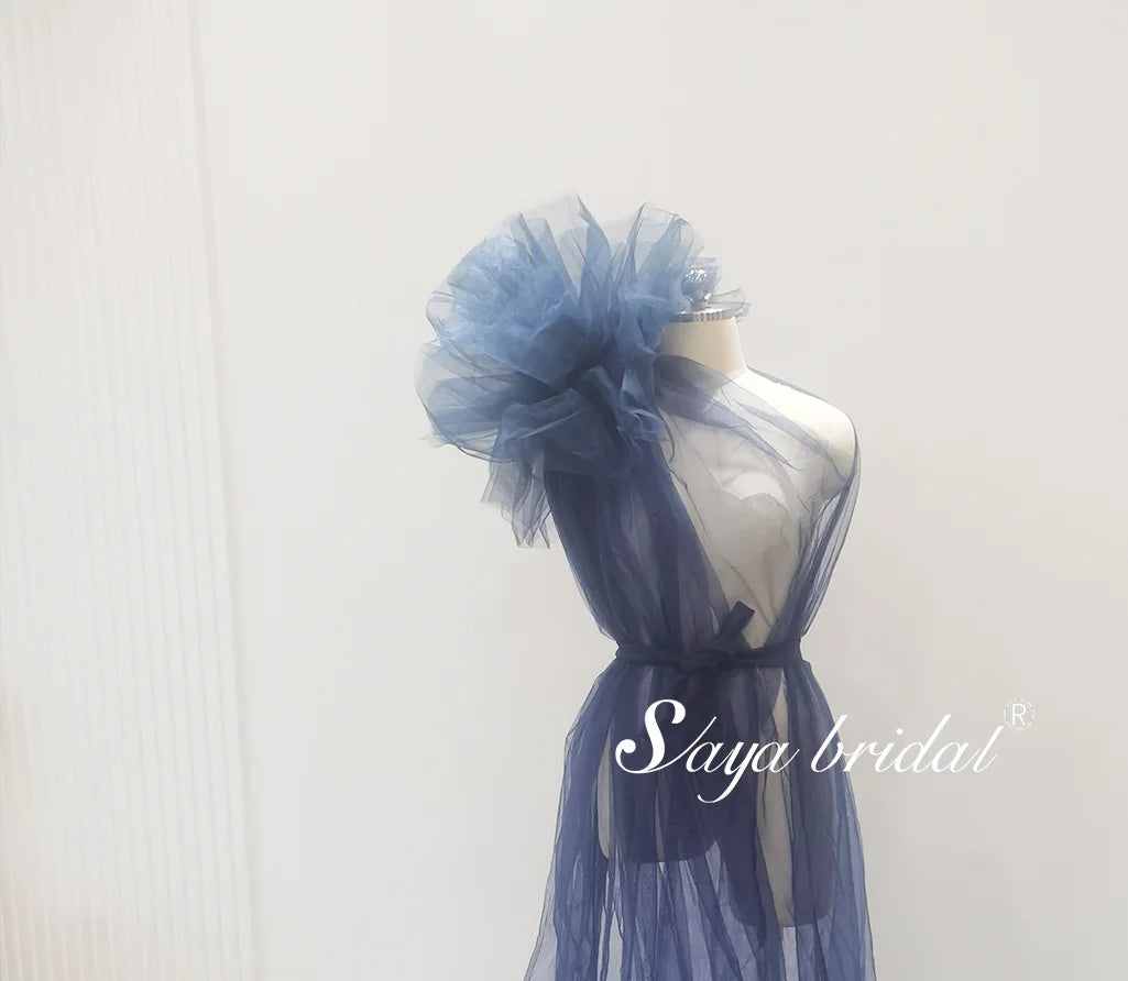 See Through Sexy Maternity Photoshoot Dresses One Shoulder Pregnant Women Photography Props Gowns Premama Evening Bathrobe Tulle