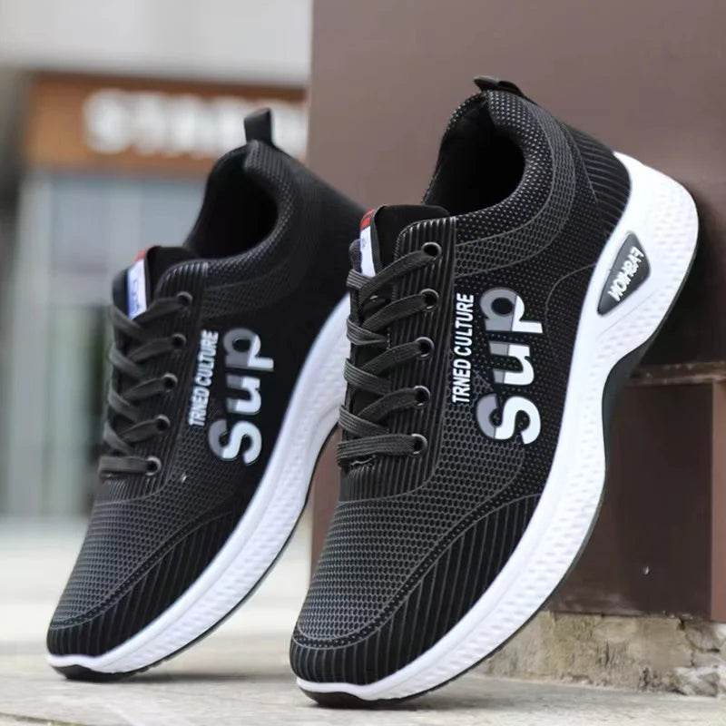 Male sneakers Men's breathable mesh lightweight casual sports shoes summer soft sole outdoor running shoes youth walking shoes