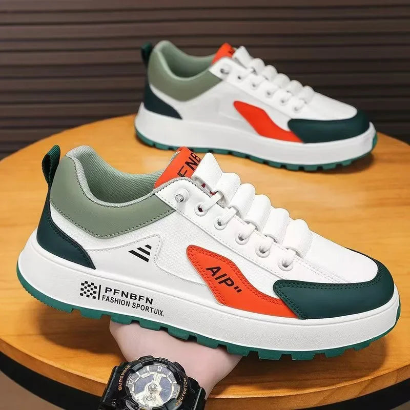 Men's Thick Sole Sneakers Designer Sports Shoes Fashion Casual Fiber Leather Breathable Height Increase Flat Thick Sole Shoes