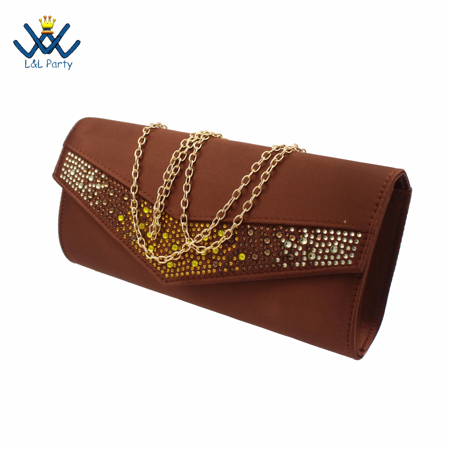 Coffee Color Fashion Italian Women Shoes and Bag Set High Quality New Full Shinning Crystal Slingbacks Pumps for Wedding