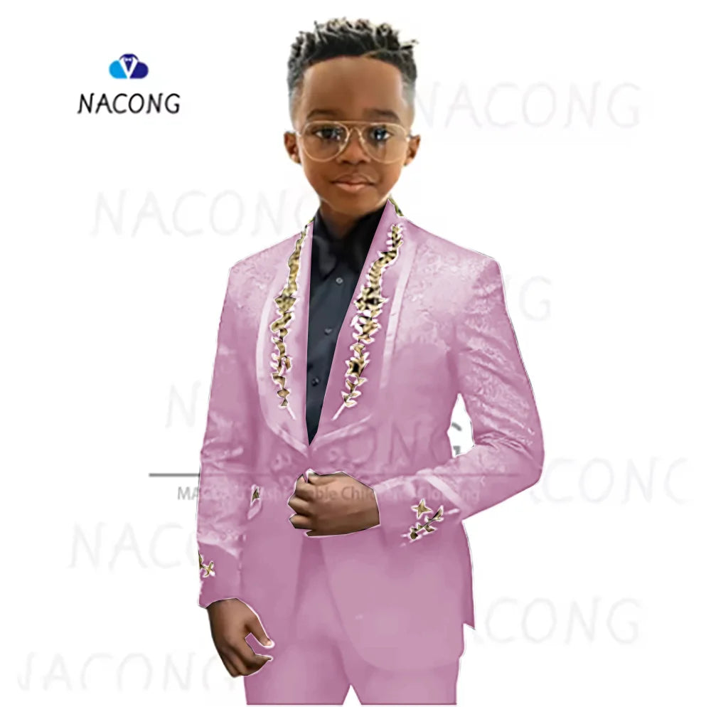 Boys Suit Classic Jacquard Embroidered Tuxedo For 2-16 Years Old For Weddings And Celebrations