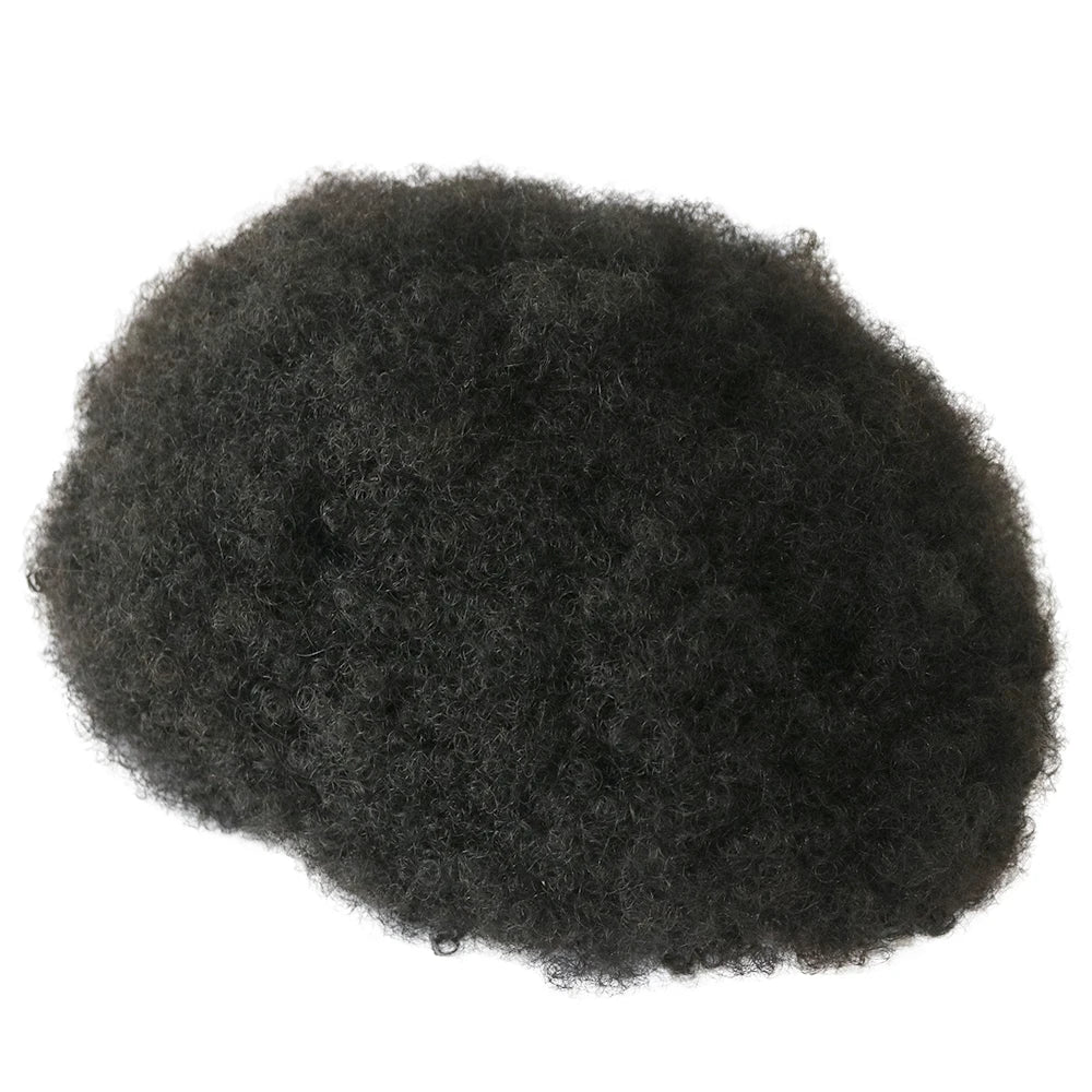 New Men Toupee Afro Toupee For Man Hair African American Human Hair Wig 10mm 8mm 360 Deep Wave Prosthesis Replacement System