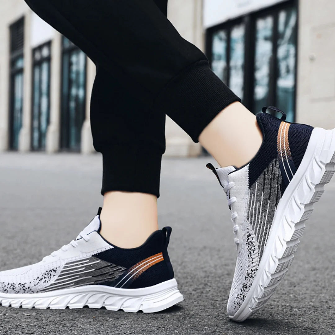 Sneakers 2025 new men's shoes trend foreign trade flying woven lace-up running shoes breathable Korean version of tide shoes