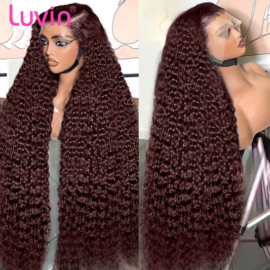 13x6 HD Chocolate Brown Curly Lace Front Wigs Brazilian Colored Deep Wave 13x4 Lace Frontal Human Hair Wig For Women