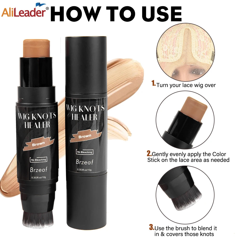 Wig Lace Dyeing Stick With Brush Double-Head Wig Knots Concealer Stick Lace Tint Spray For Lace Wigs & Frontal Part & Hairline