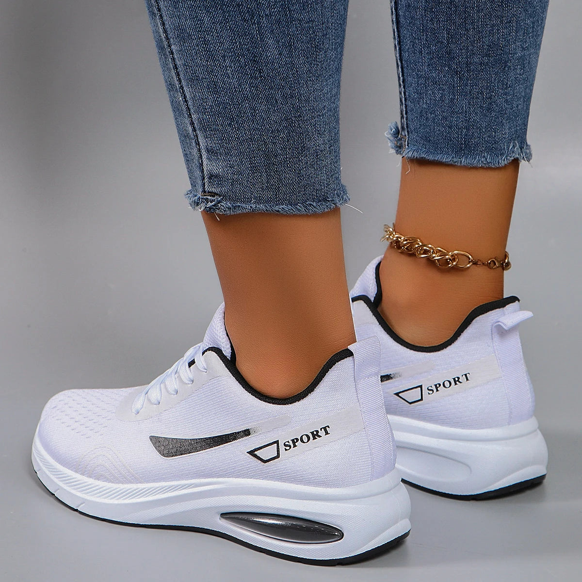 Spring new women's sports shoes, fashionable, breathable, lightweight, non-slip, wear-resistant, casual sports shoes, flat shoes