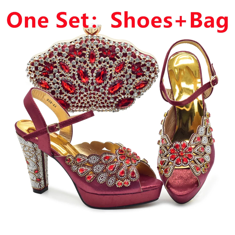 New Pumps for Women Designer Peep-Toe Luxury Wedding Hollowed Out Design Bag and Shoes Matching Set Shoes for Bride Wedding