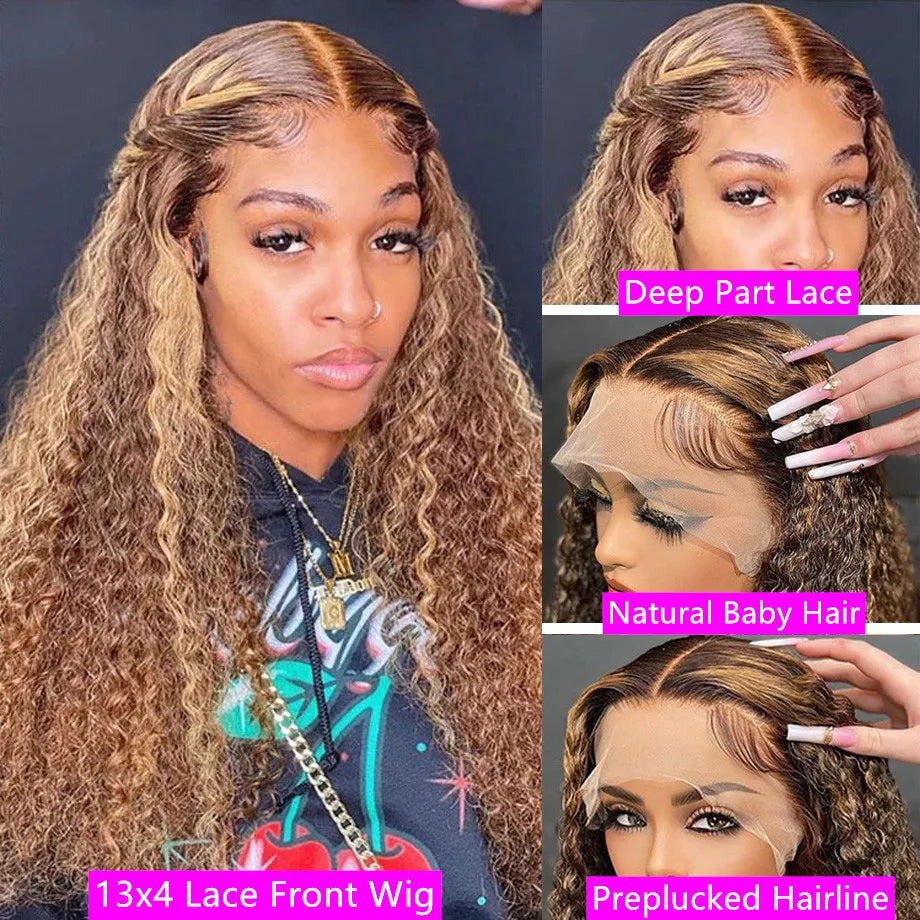 Highlight Wig Human Hair Deep Wave Frontal Wig Hd Lace Wig 13x6 Human Hair 13x4 Water Wave Wigs Curly Lace Front Human Hair Wig