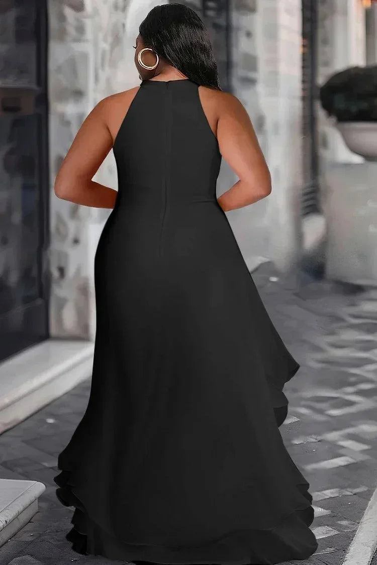 Lemongor Wedding Bridesmaid White Dress 2025 New Sleeveless Layered Ruffled Solid Color Split-Side Elegant Party Evening Dresses