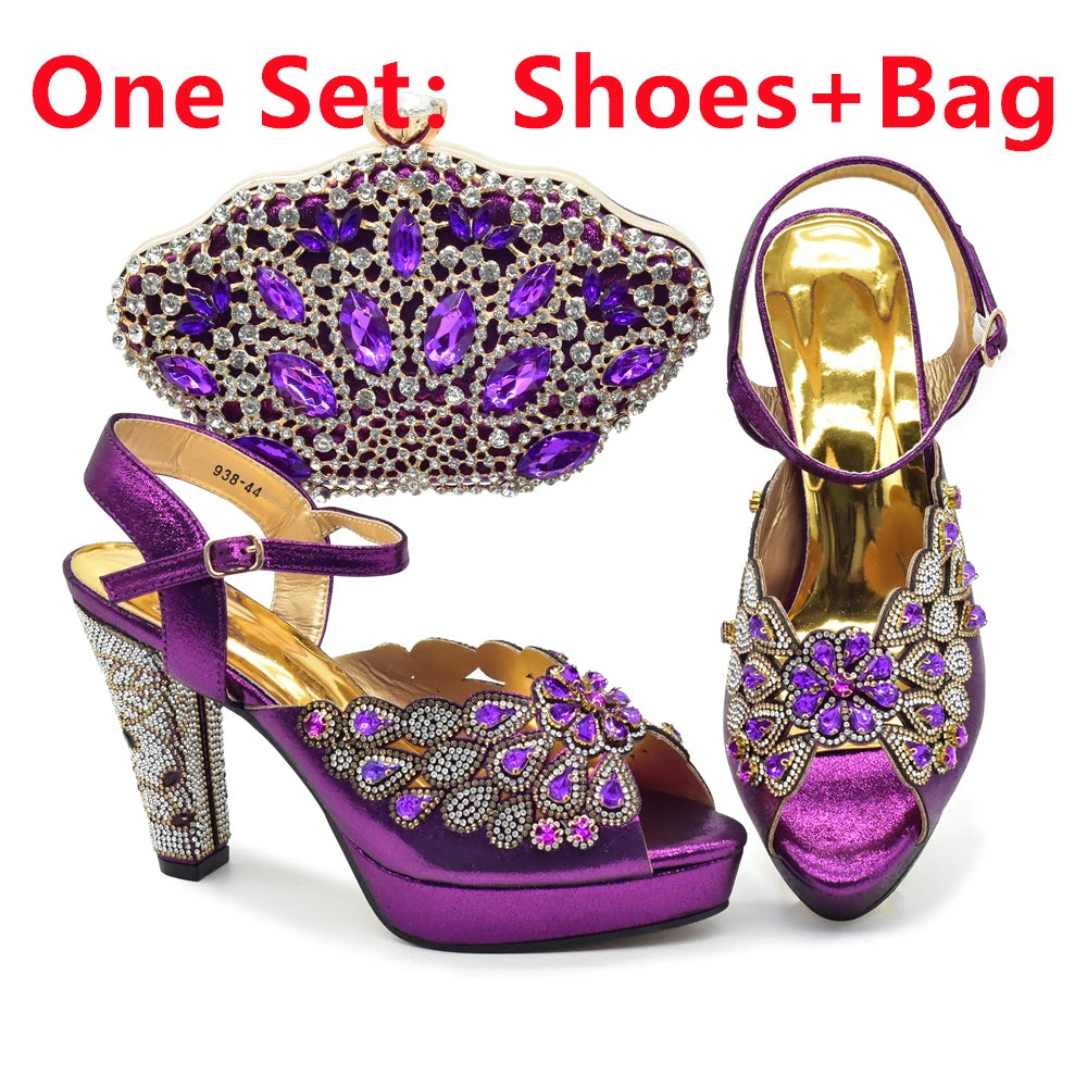 New Pumps for Women Designer Peep-Toe Luxury Wedding Hollowed Out Design Bag and Shoes Matching Set Shoes for Bride Wedding
