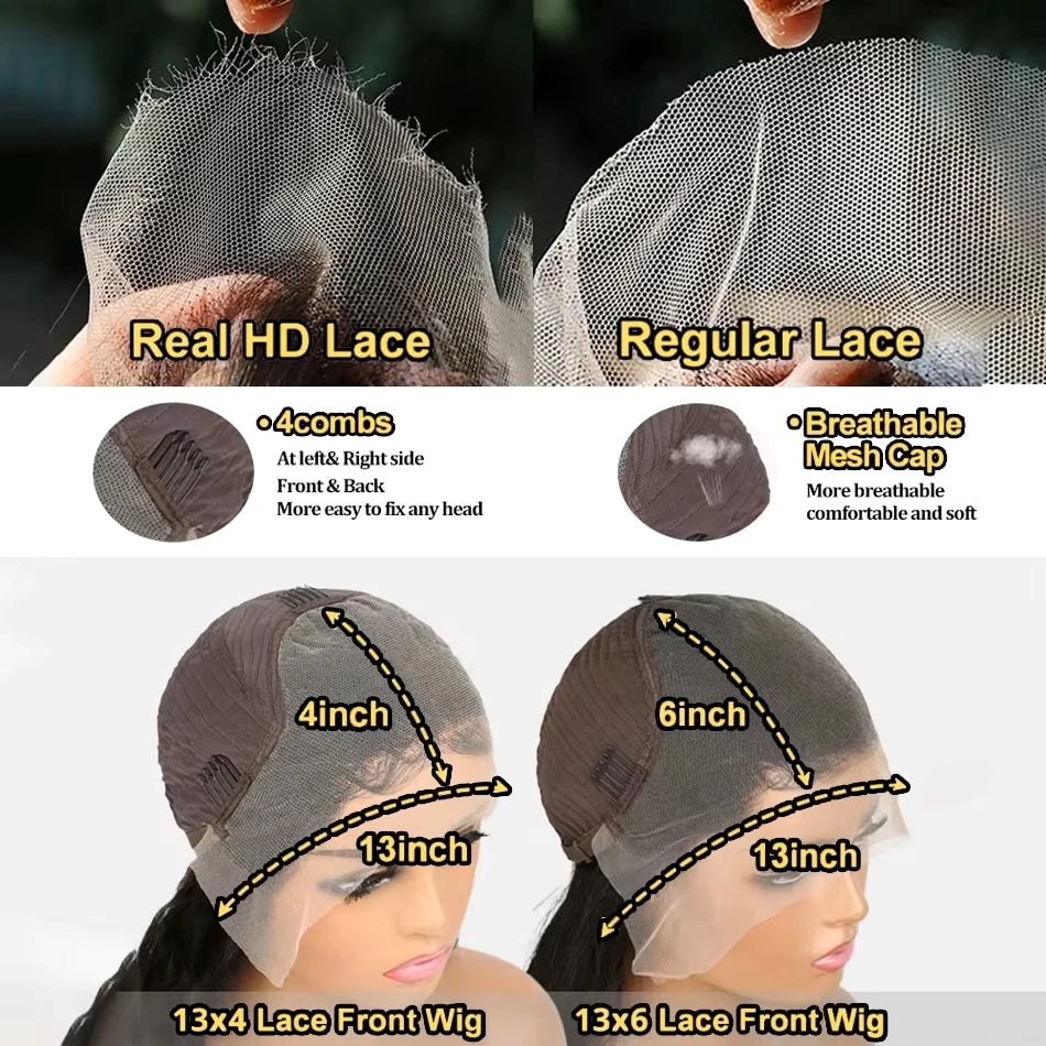 Human Hair 250 Density 13x6 Lace Front 30 40 Inch Deep Wave Wig Curly 13x4 Water Wave Glueless Pre Plucked HD Lace Frontal Wigs