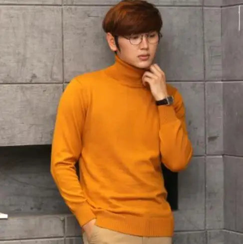 Cashmere Cotton Blend Turtleneck Men Sweater 2024 Autumn Winter Clothes Rolled Neck Jumper Jersey Pull Homme Knitted Pullovers