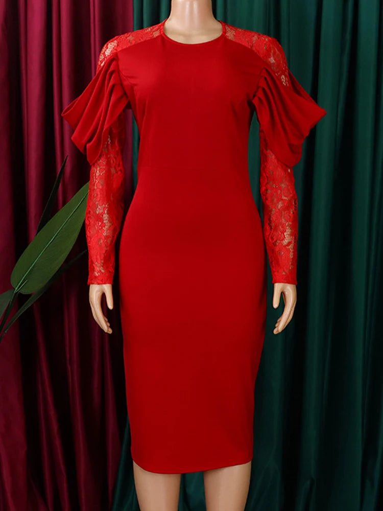 FairyShely 2025 Sexy Long Sleeve Plus Size Draped Dress Women Slim Fit Large Big Dresses Lady Autumn Party Tight Curvy Dress