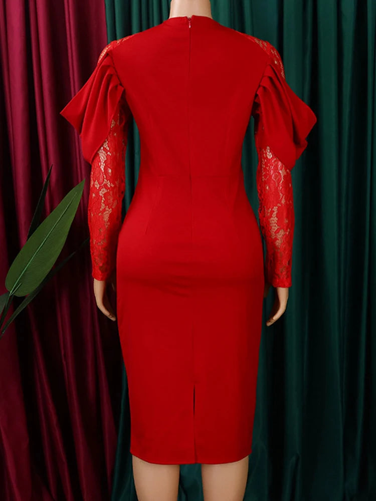 FairyShely 2025 Sexy Long Sleeve Plus Size Draped Dress Women Slim Fit Large Big Dresses Lady Autumn Party Tight Curvy Dress