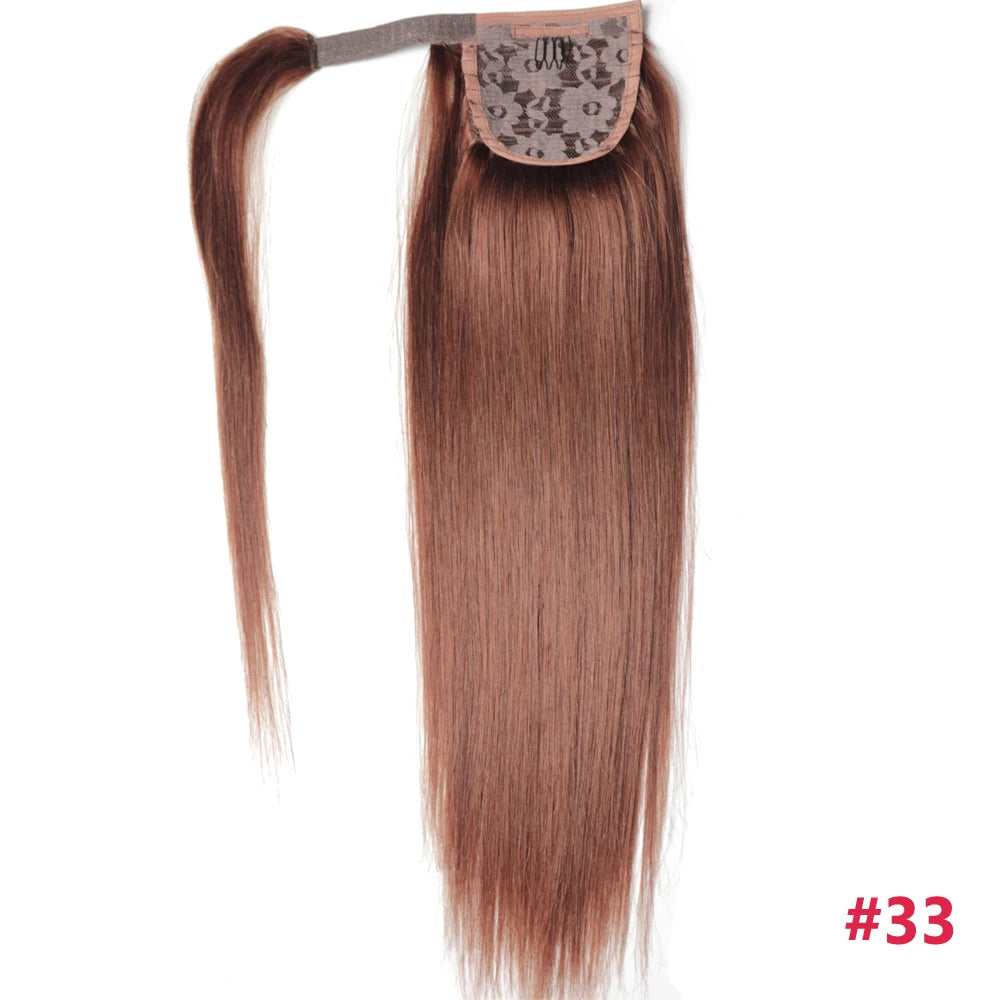 ZZHAIR 100% Human Hair Extensions 16"-26" Magic Wrap Around Ponytail 100g Clip In  Machine Made Remy Horsetail Stragiht