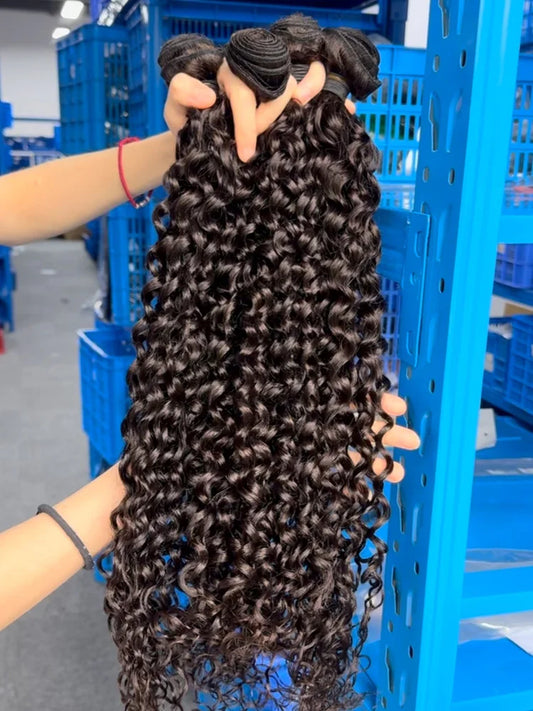 12A Water Wave Human Hair Bundles Curly Hair Bundles Brazilian Wet and Wavy Natural Black Remy Hair 100% Human Hair Extensions