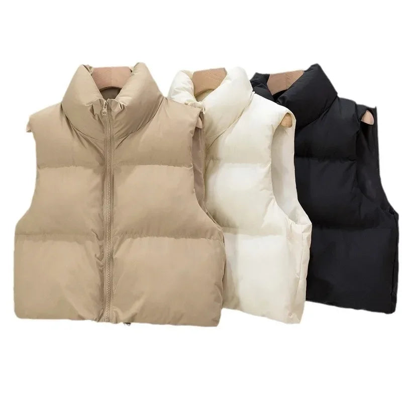 Warm Parkas Women Single Breasted Coats Autumn Winter Vest Coat Khaki High Waist Casual Vests Elegant Y2k Jackets Thick