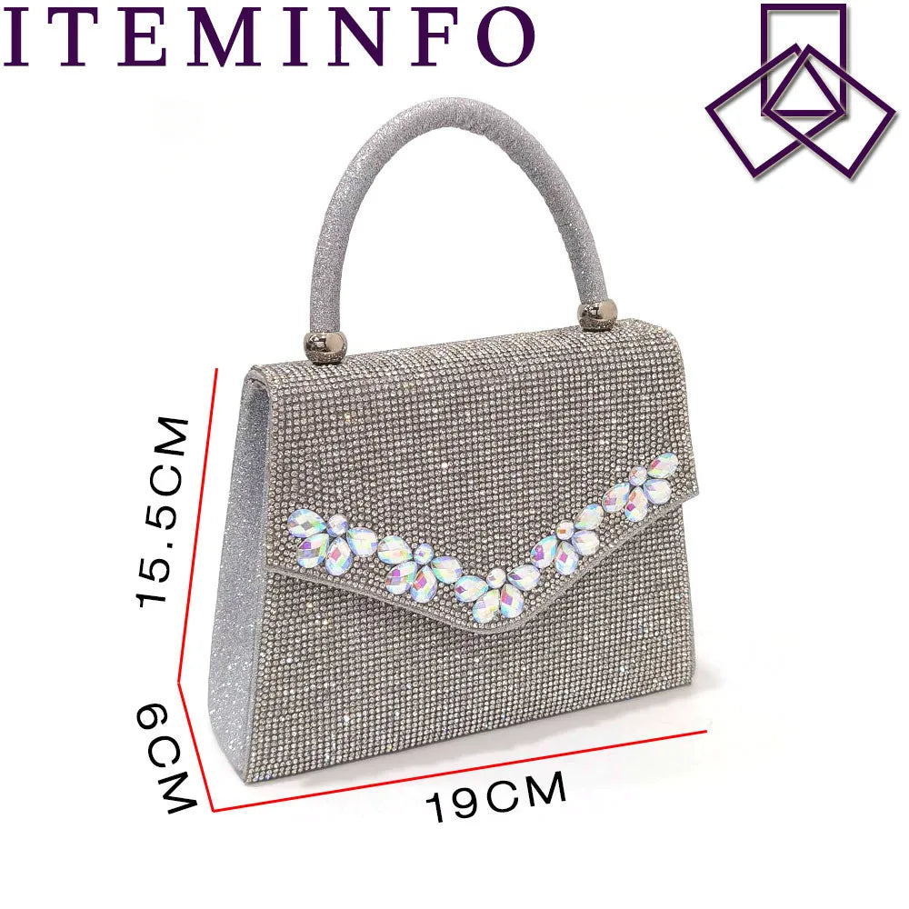 New INS High-Heeled Fish Beaked Toe Cap Wedding Shoes Colorful Full Diamond Design Shoe and Bag Set for Nigeria Party