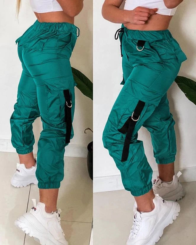 Cargo Pants Women Streetwear Autumn and Winter New Fashion Tight Versatile Casual Loose Waist Patch Pocket Trousers for Female