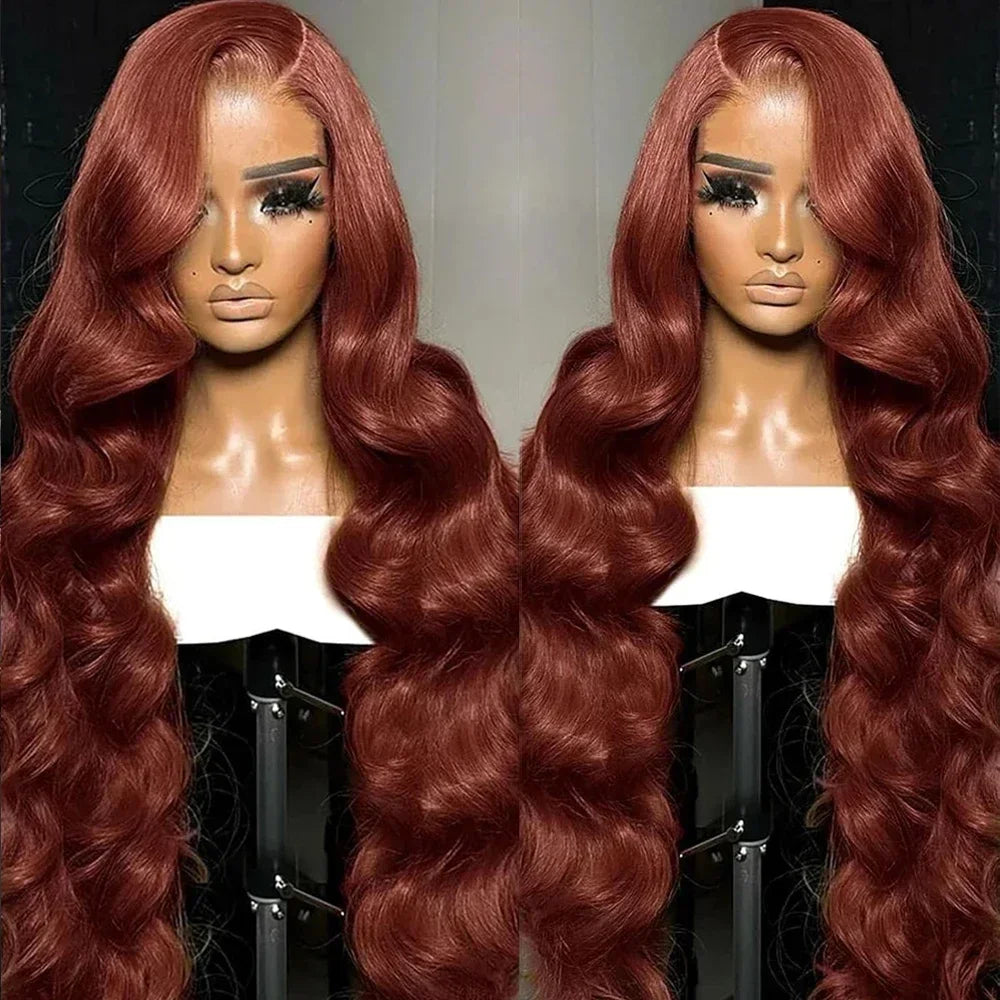 Chocolate Brown Lace Wig with Baby Hair Reddish Brown Colored 13x4 HD Body Wave Lace Front Wigs For Women Synthetic Glueless Wig