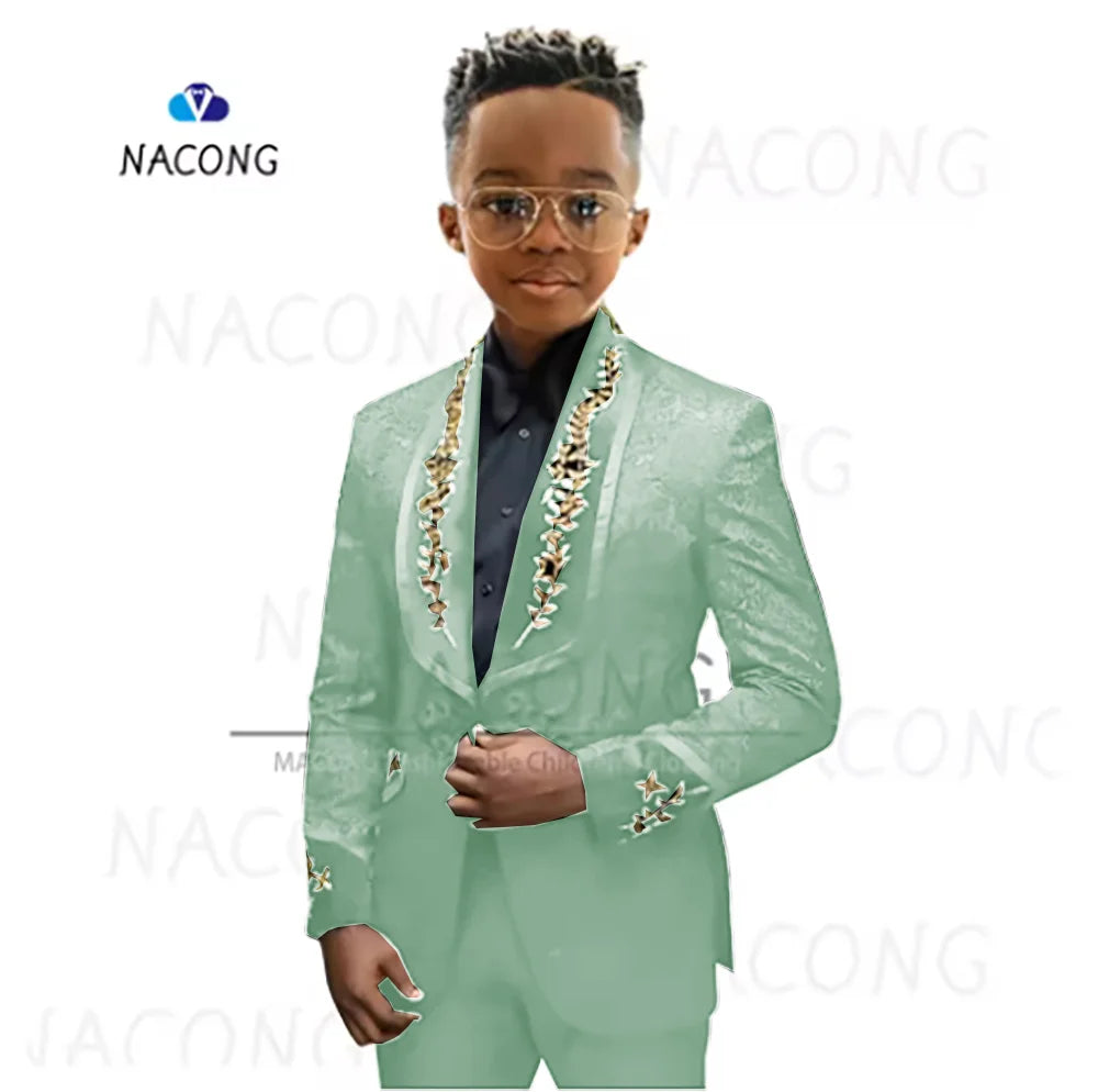 Boys Suit Classic Jacquard Embroidered Tuxedo For 2-16 Years Old For Weddings And Celebrations
