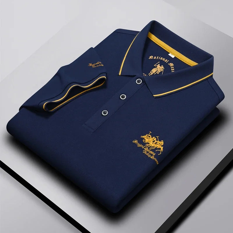 High end designer new cotton fashion embroidered polo shirt men's 2024 summer casual Korean Short Sleeve T-Shirt Lapel trend men