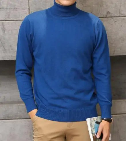 Cashmere Cotton Blend Turtleneck Men Sweater 2024 Autumn Winter Clothes Rolled Neck Jumper Jersey Pull Homme Knitted Pullovers