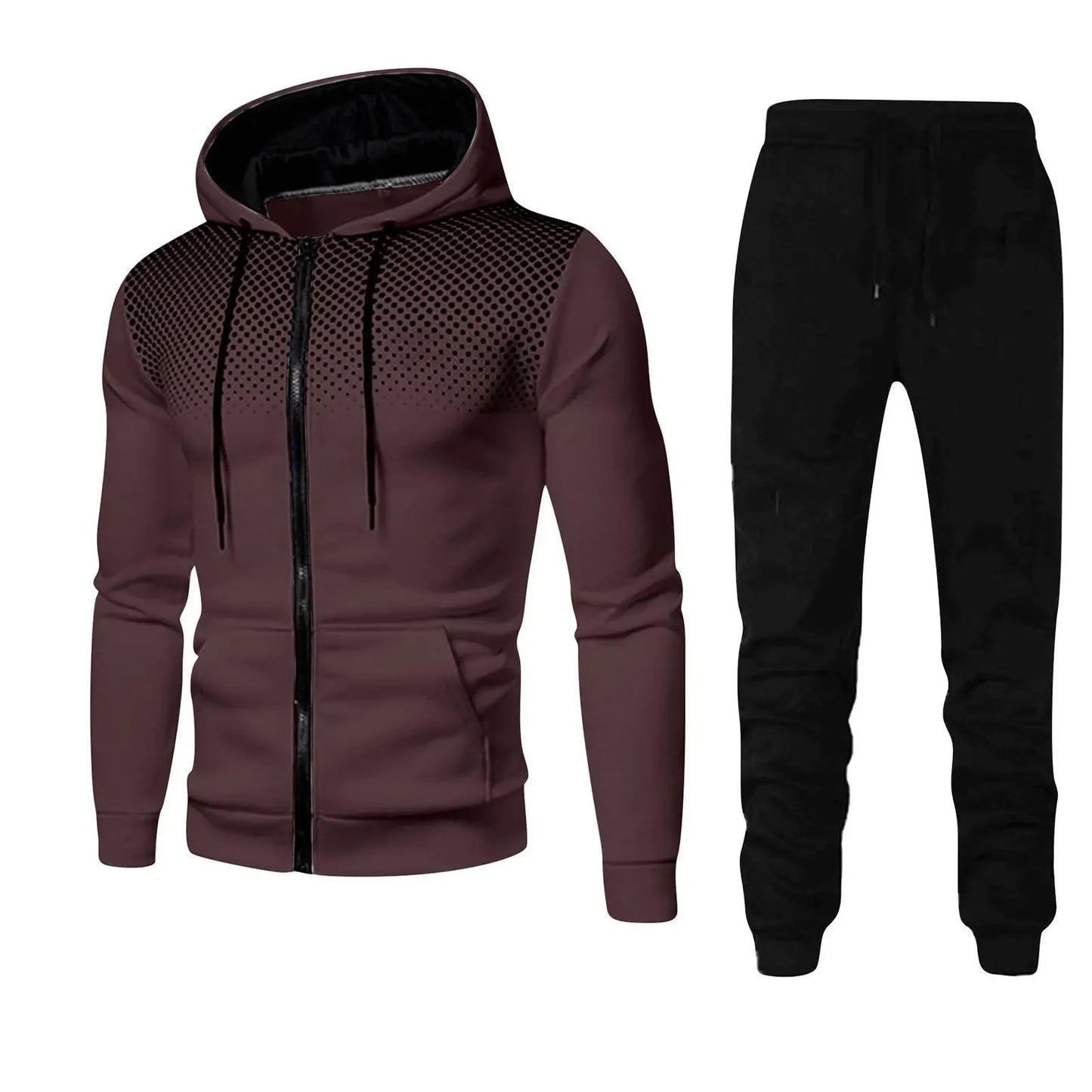 Fashion Print Tracksuit for Men Zipper Hooded Sweatshirt and Sweatpants Two Pieces Suits Male Casual Fitness Jogging Sports Sets