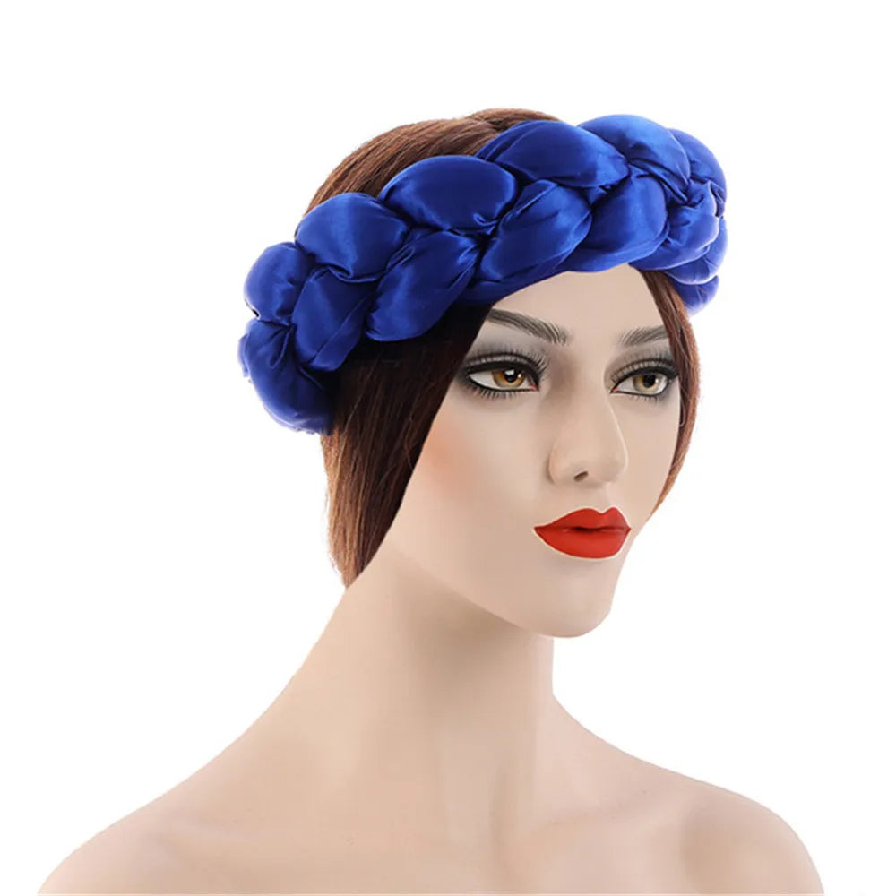 Exaggerated Satin Braid Headband for Women Lady Party Headpiece Candy Color Head Bands