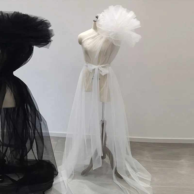 See Through Sexy Maternity Photoshoot Dresses One Shoulder Pregnant Women Photography Props Gowns Premama Evening Bathrobe Tulle