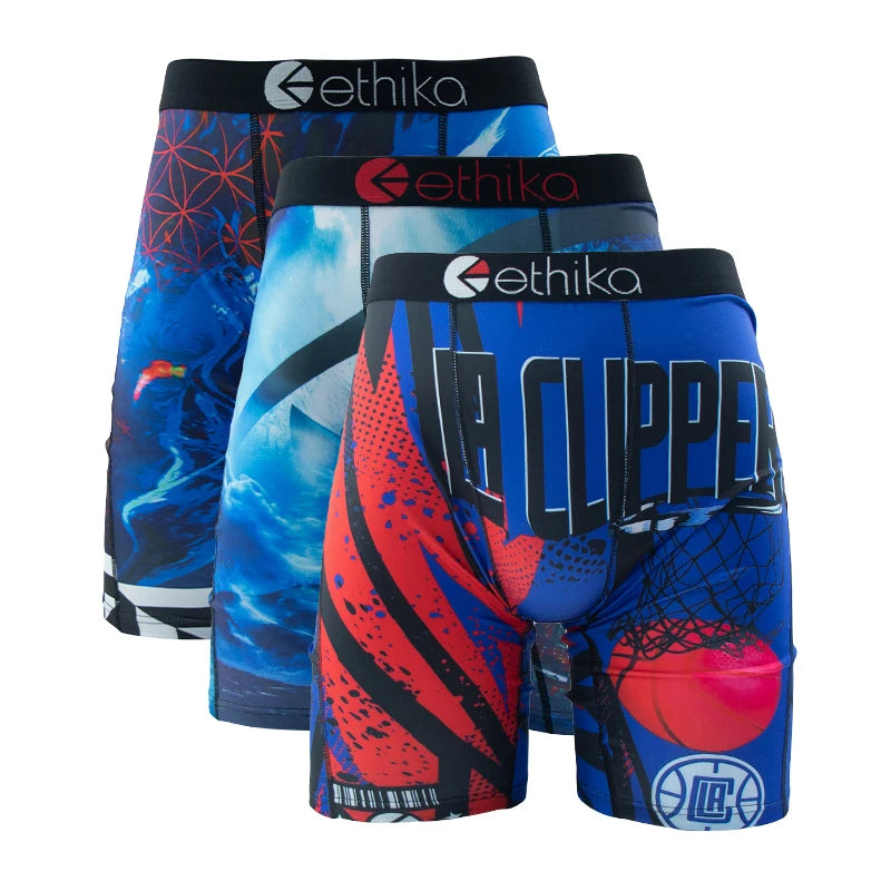 ETHIKA 3Pcs Men Sexy Underwear Boxers Breathable Man Underpants Plus Size S-3XL Mens Trunks Men's Panties Lingeries Boxer Briefs