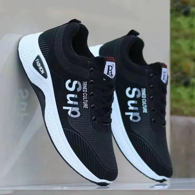 Male sneakers Men's breathable mesh lightweight casual sports shoes summer soft sole outdoor running shoes youth walking shoes