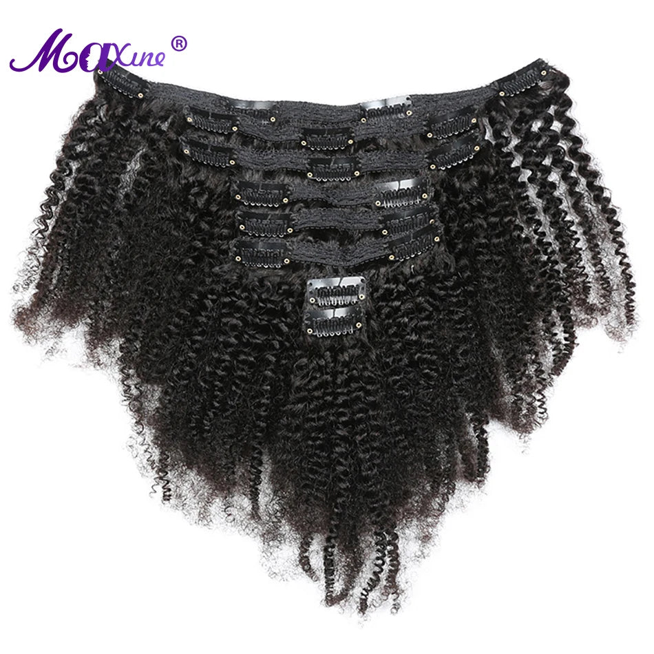 Maxine Clip Ins Hair Kinky Curly Clip In Hair Extensions Human Hair Full Head Afro Kinky Curly Clip Ins Bundles Natural Black
