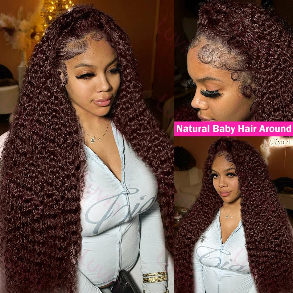 13x6 HD Chocolate Brown Curly Lace Front Wigs Brazilian Colored Deep Wave 13x4 Lace Frontal Human Hair Wig For Women