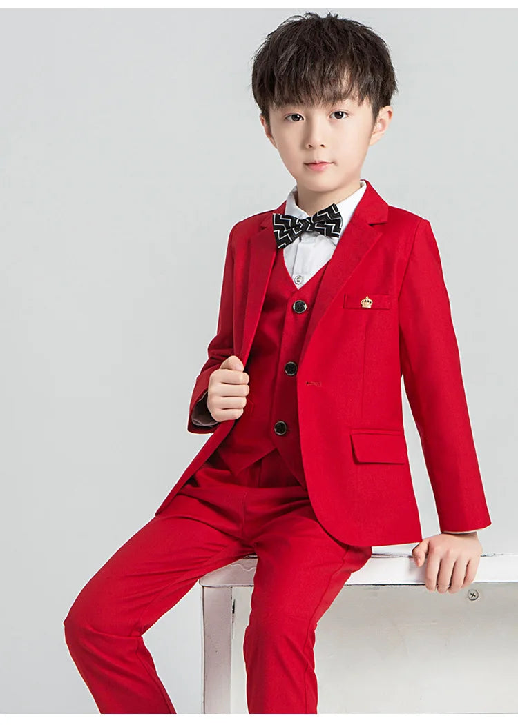 Top Quality Flower Boys Wedding Suit Gentleman Kids Formal Tuxedo Dress Children Party Performance Dress Costume