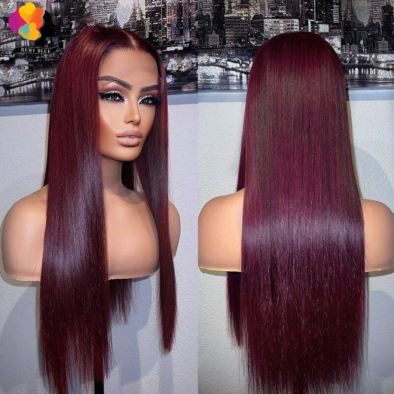 13x6 Straight Burgundy Lace Front Wig Human Hair Wigs 99J Red Colored Lace Front Human Hair Wig 13x4 Lace Frontal Wigs for Women
