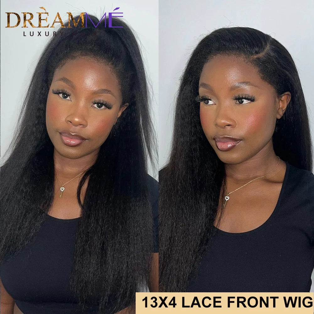 Full Lace Wig Human Hair With Kinky Edges Hairline Brazilian Kinky Straight 360 Lace Frontal Wig 13x4 Lace Front Human Hair Wigs