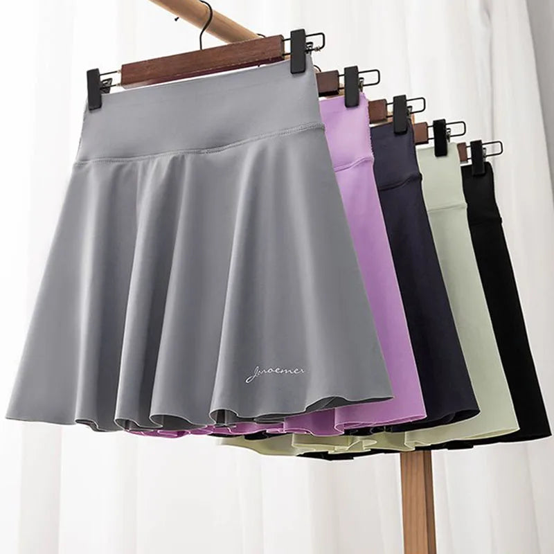 New Fake Two Piece Yoga Shorts Skirts Women Quick Drying Cycling Workout Gym Skirt High Waist Fitness Tight Anti-glare Skirt