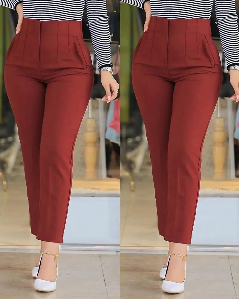 Women Office Wear High Waist Pants for Women Formal Pants Office Outfits Pencil Trousers Ladies Pants 11 Color Options OUFY-003