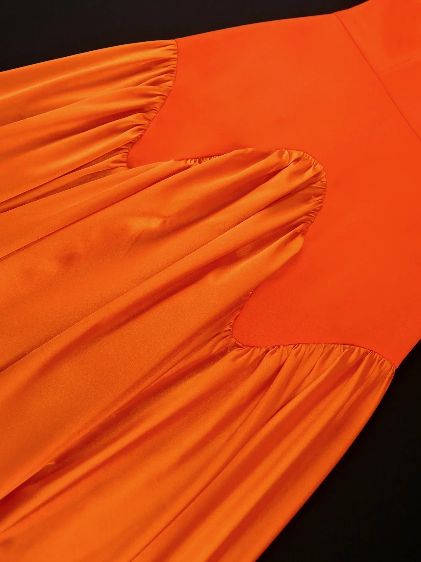 Short Sleeved Sweet Slim Fit Long Women's Dress Orange High Waist Pleated Beach Streetwear Maxi Big Swing Dresses with Belt