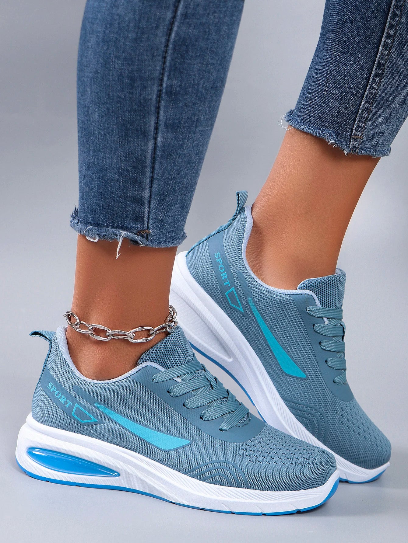 Spring new women's sports shoes, fashionable, breathable, lightweight, non-slip, wear-resistant, casual sports shoes, flat shoes