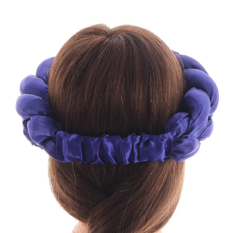 Exaggerated Satin Braid Headband for Women Lady Party Headpiece Candy Color Head Bands