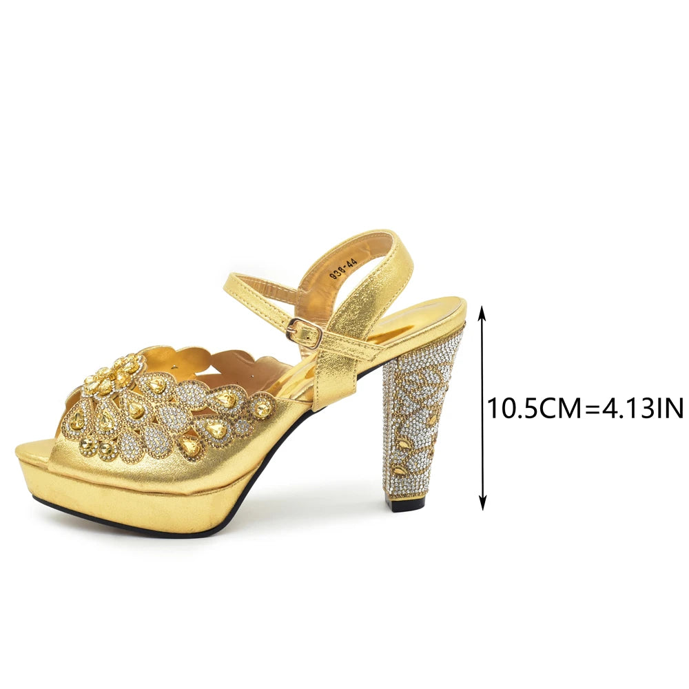 New Pumps for Women Designer Peep-Toe Luxury Wedding Hollowed Out Design Bag and Shoes Matching Set Shoes for Bride Wedding