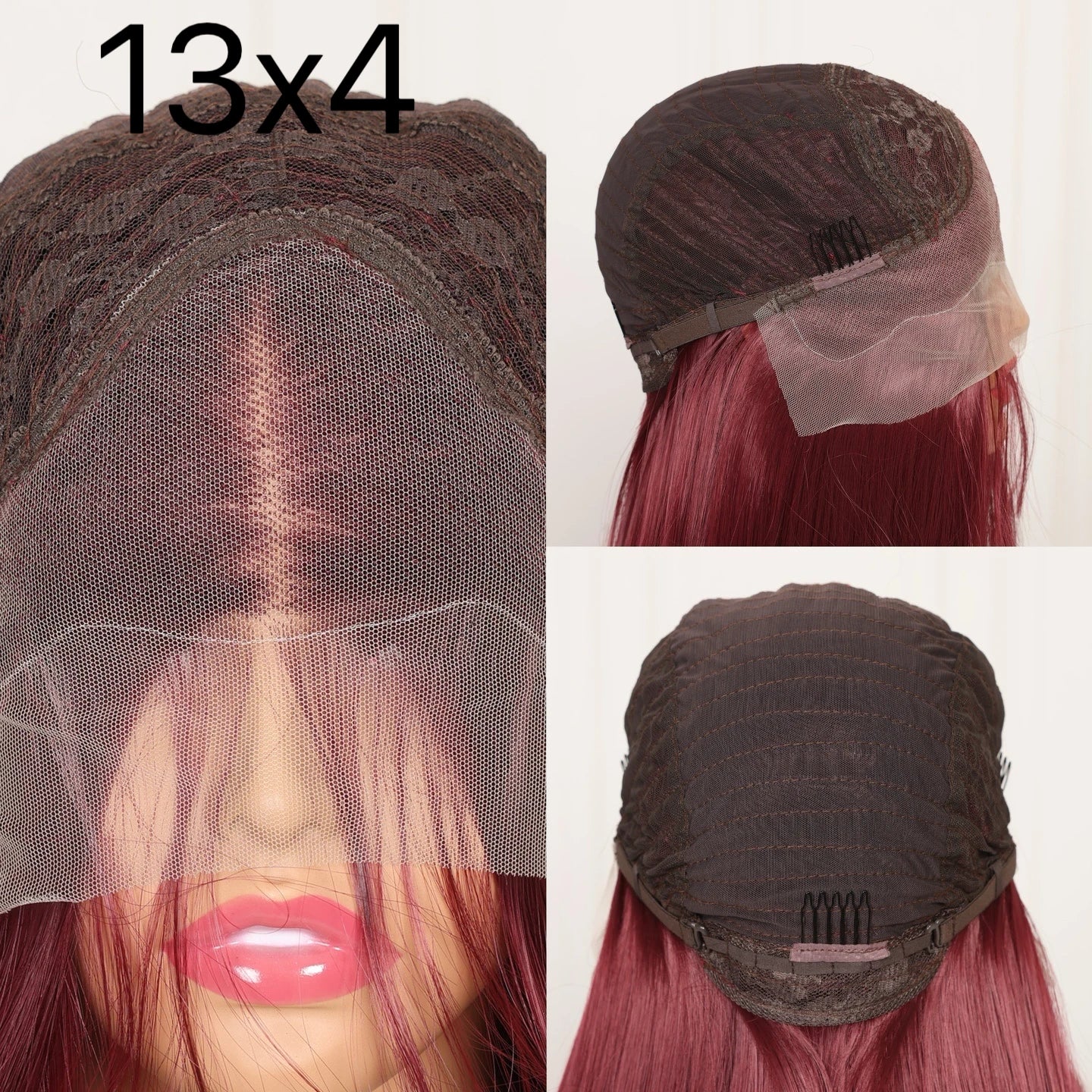 Short Bob Blunt Cut Deep Curly 99J Red Burgundy Color 13X4 HD Lace Frontal Synthetic Wigs Glueless Wig Preplucked With Baby Hair