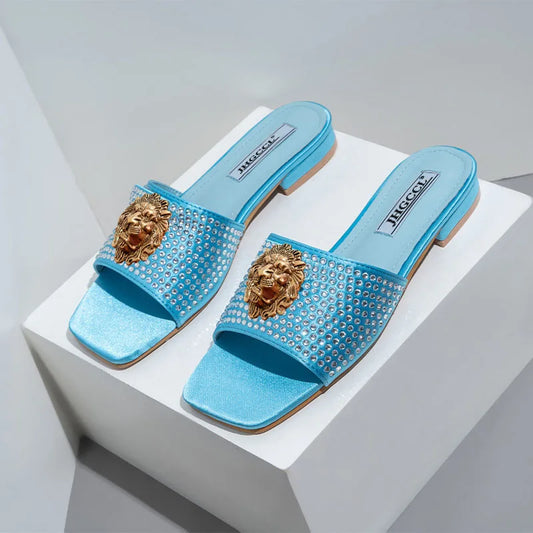 Summer couples Flip-flops Brand Designer Casual Be ach slippers women's Rhinestone luxury sandals