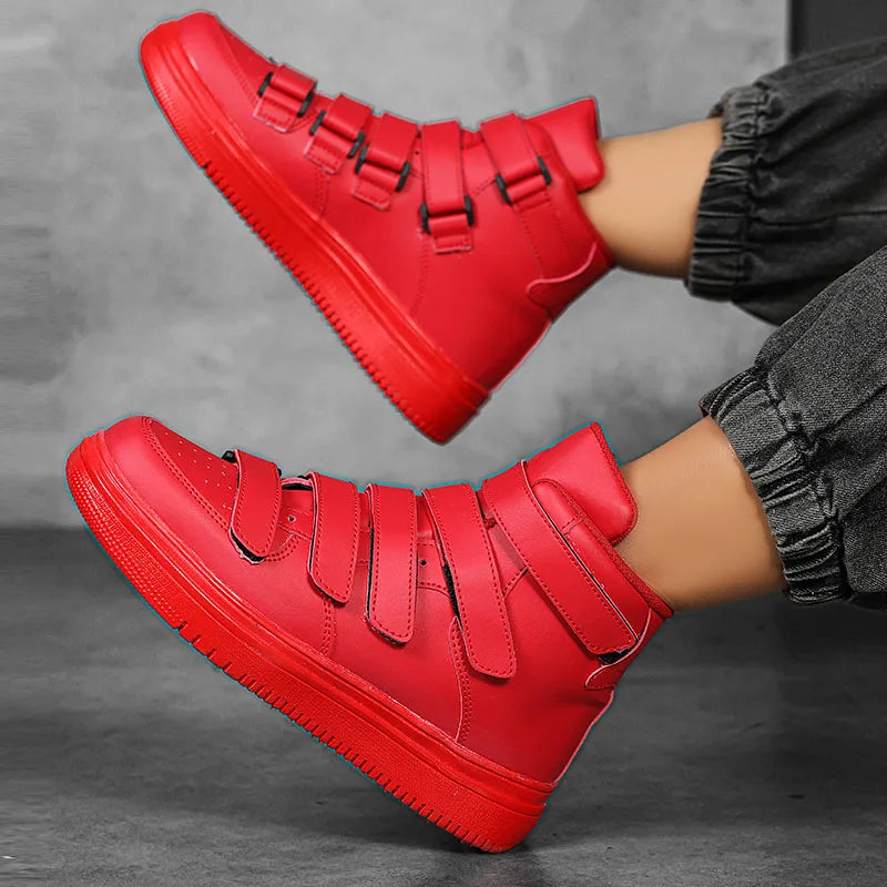 Hot Sale Cheap Men's Fashion Sneakers Red High top Shoes Casual Men Hoop-look Platform Sneakers Men Flat Shoes Zapatillas Hombre