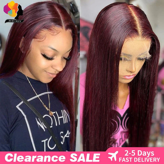 13x6 Straight Burgundy Lace Front Wig Human Hair Wigs 99J Red Colored Lace Front Human Hair Wig 13x4 Lace Frontal Wigs for Women