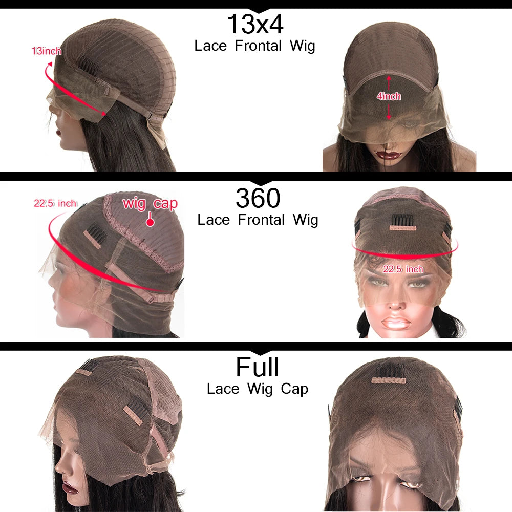 Full Lace Wig Human Hair With Kinky Edges Hairline Brazilian Kinky Straight 360 Lace Frontal Wig 13x4 Lace Front Human Hair Wigs