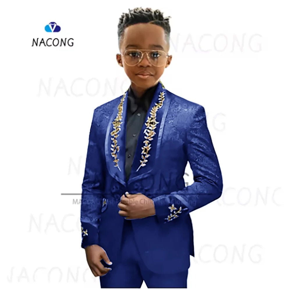 Boys Suit Classic Jacquard Embroidered Tuxedo For 2-16 Years Old For Weddings And Celebrations
