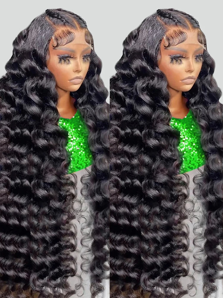 Loose Nature Deep Wave Frontal Wig 13x6 HD Lace Frontal Human Hair Wigs For Women Brazilian Wavy Lace Front Wig PrePlucked 250%